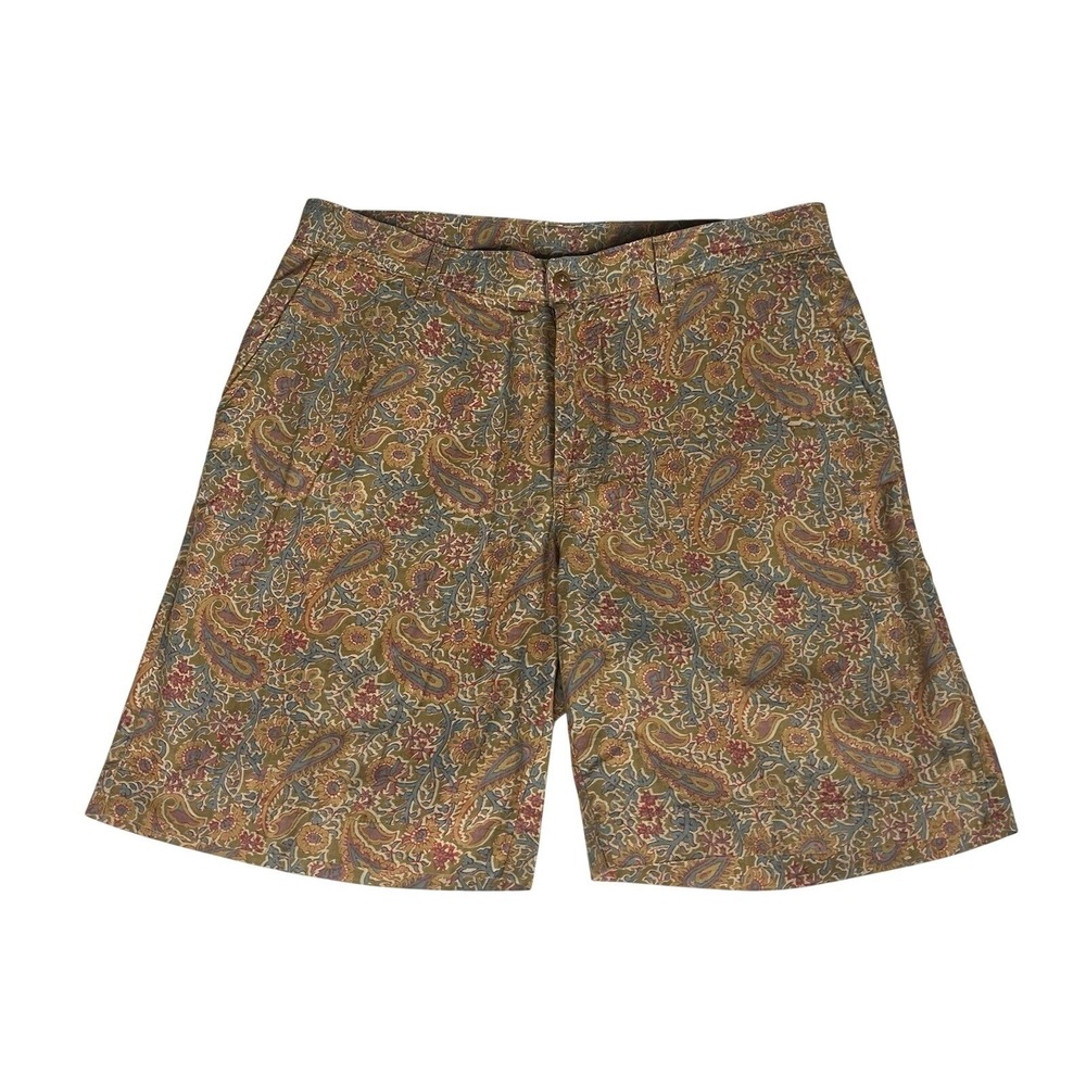 BILL'S KHAKIS Men's Cotton Paisley Chino Shorts Size 34 Multicolor Flat Front